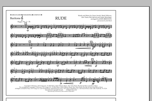 Download John Brennan Rude - Baritone T.C. Sheet Music and learn how to play Marching Band PDF digital score in minutes