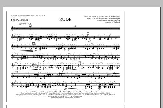 Download John Brennan Rude - Bass Clarinet Sheet Music and learn how to play Marching Band PDF digital score in minutes