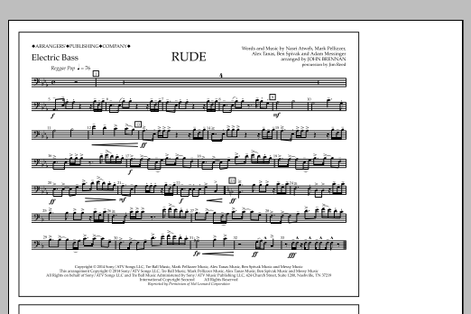 Download John Brennan Rude - Electric Bass Sheet Music and learn how to play Marching Band PDF digital score in minutes