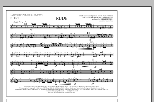 Download John Brennan Rude - F Horn Sheet Music and learn how to play Marching Band PDF digital score in minutes