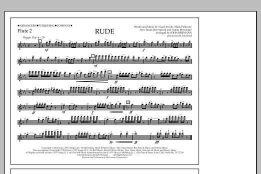 Download John Brennan Rude - Flute 2 Sheet Music and learn how to play Marching Band PDF digital score in minutes