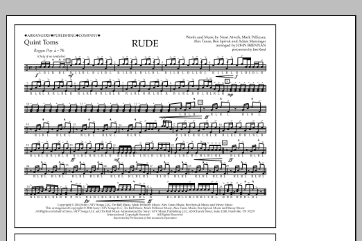 Download John Brennan Rude - Quint-Toms Sheet Music and learn how to play Marching Band PDF digital score in minutes