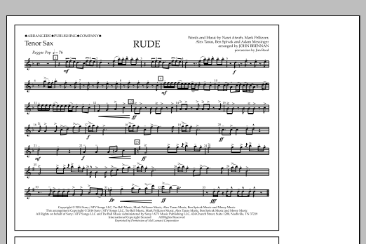 Download John Brennan Rude - Tenor Sax Sheet Music and learn how to play Marching Band PDF digital score in minutes