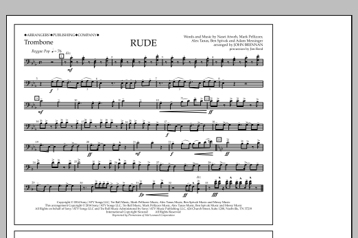 Download John Brennan Rude - Trombone Sheet Music and learn how to play Marching Band PDF digital score in minutes