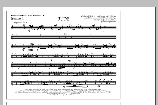 Download John Brennan Rude - Trumpet 1 Sheet Music and learn how to play Marching Band PDF digital score in minutes