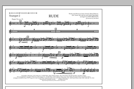 Download John Brennan Rude - Trumpet 2 Sheet Music and learn how to play Marching Band PDF digital score in minutes