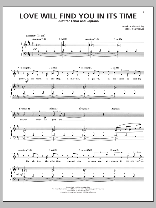 Download John Bucchino Love Will Find You In Its Time Sheet Music and learn how to play Piano & Vocal PDF digital score in minutes