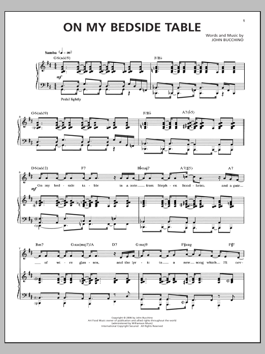 Download John Bucchino On My Bedside Table Sheet Music and learn how to play Piano & Vocal PDF digital score in minutes
