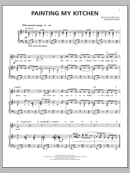 Download John Bucchino Painting My Kitchen Sheet Music and learn how to play Piano & Vocal PDF digital score in minutes