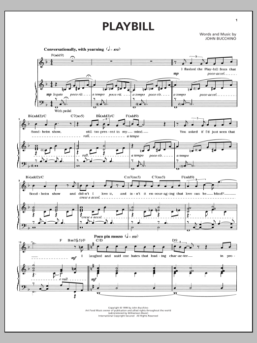 Download John Bucchino Playbill Sheet Music and learn how to play Piano & Vocal PDF digital score in minutes