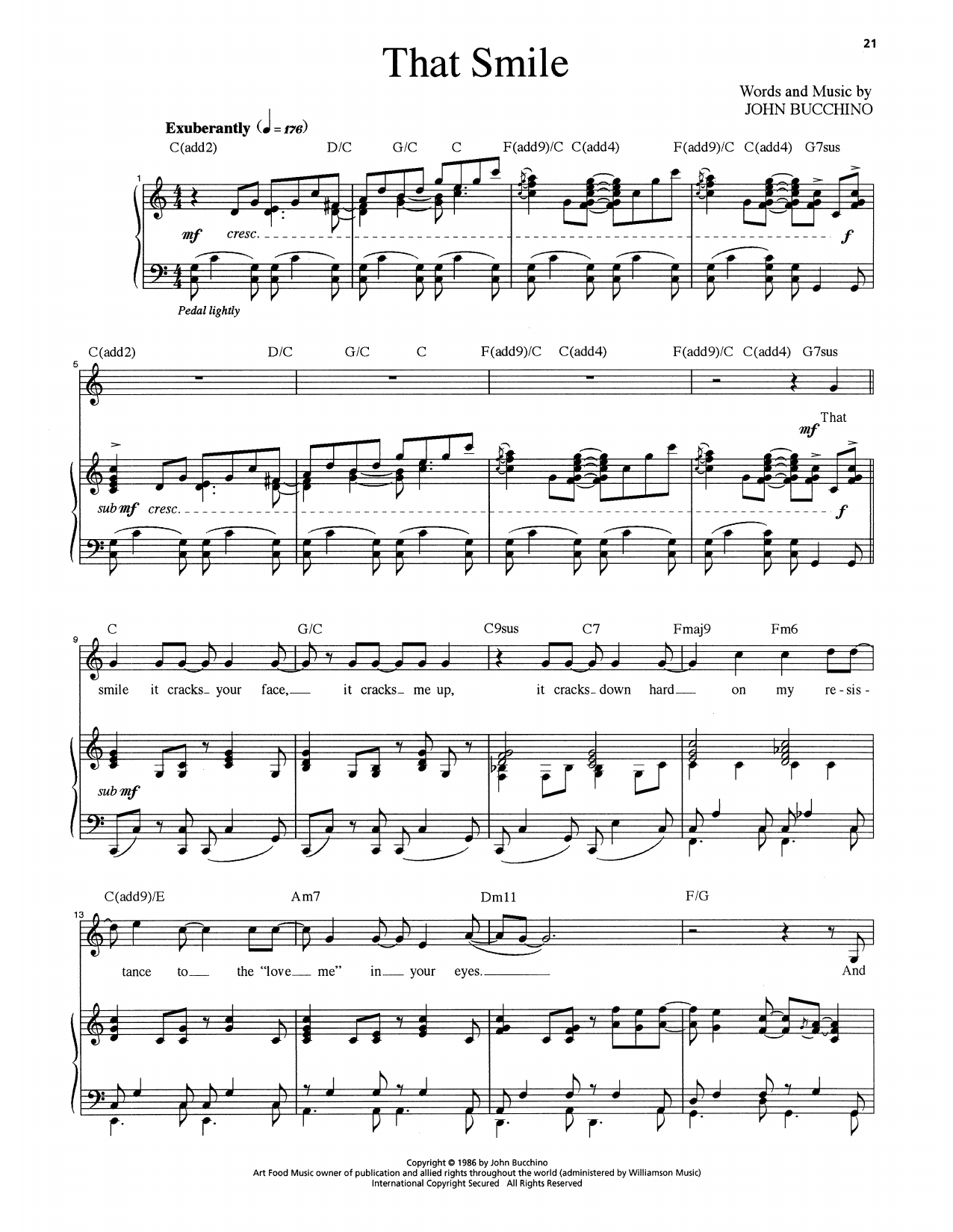 Download John Bucchino That Smile Sheet Music and learn how to play Piano & Vocal PDF digital score in minutes