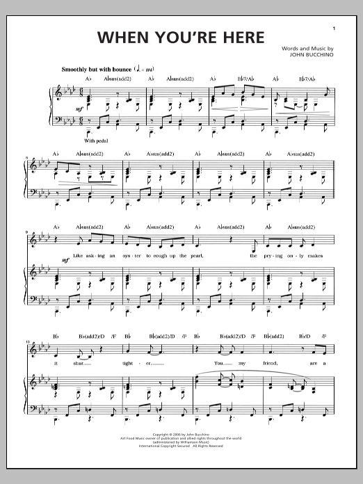 Download John Bucchino When You're Here Sheet Music and learn how to play Piano & Vocal PDF digital score in minutes