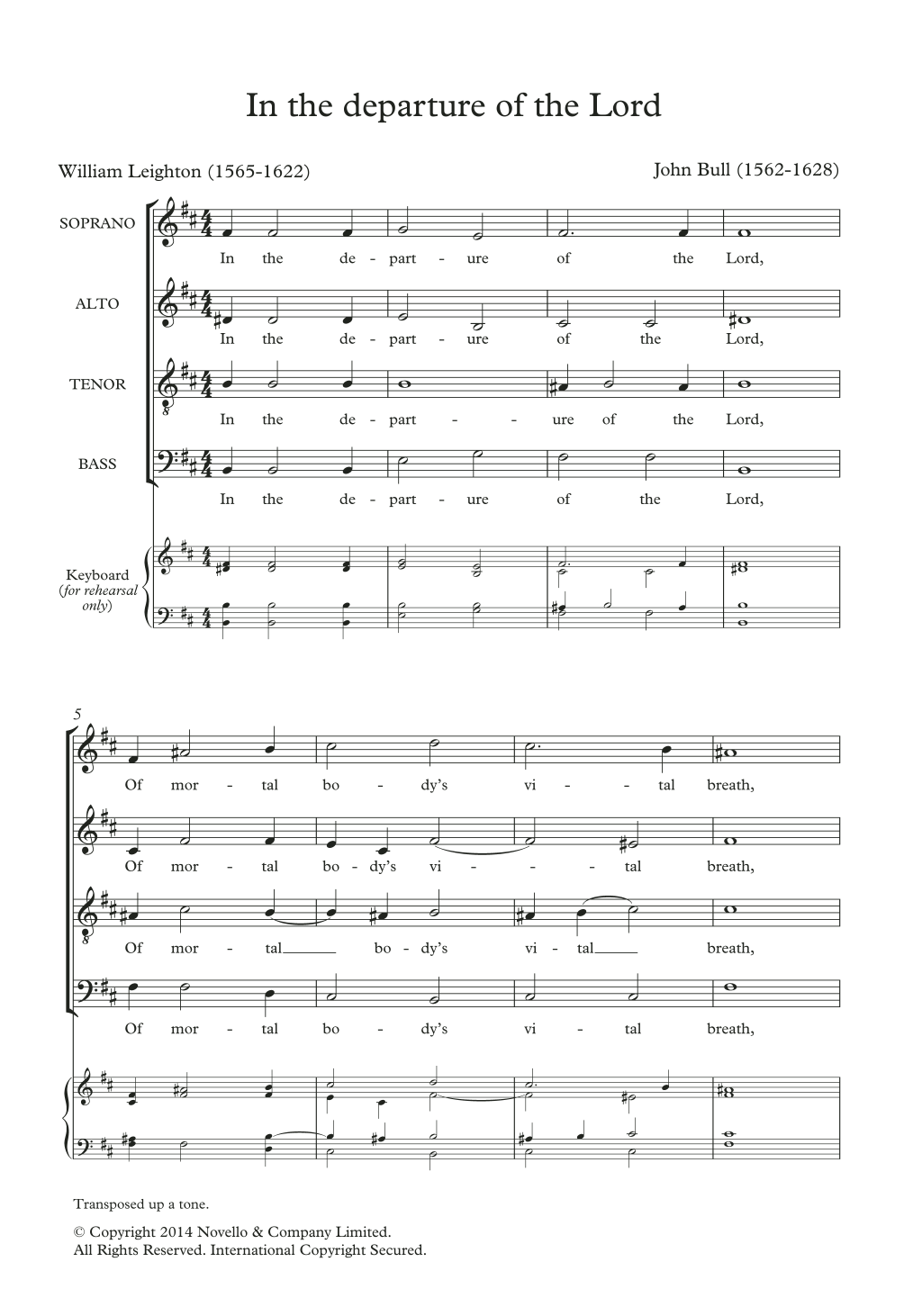 Download John Bull In The Departure Of The Lord Sheet Music and learn how to play Choir PDF digital score in minutes