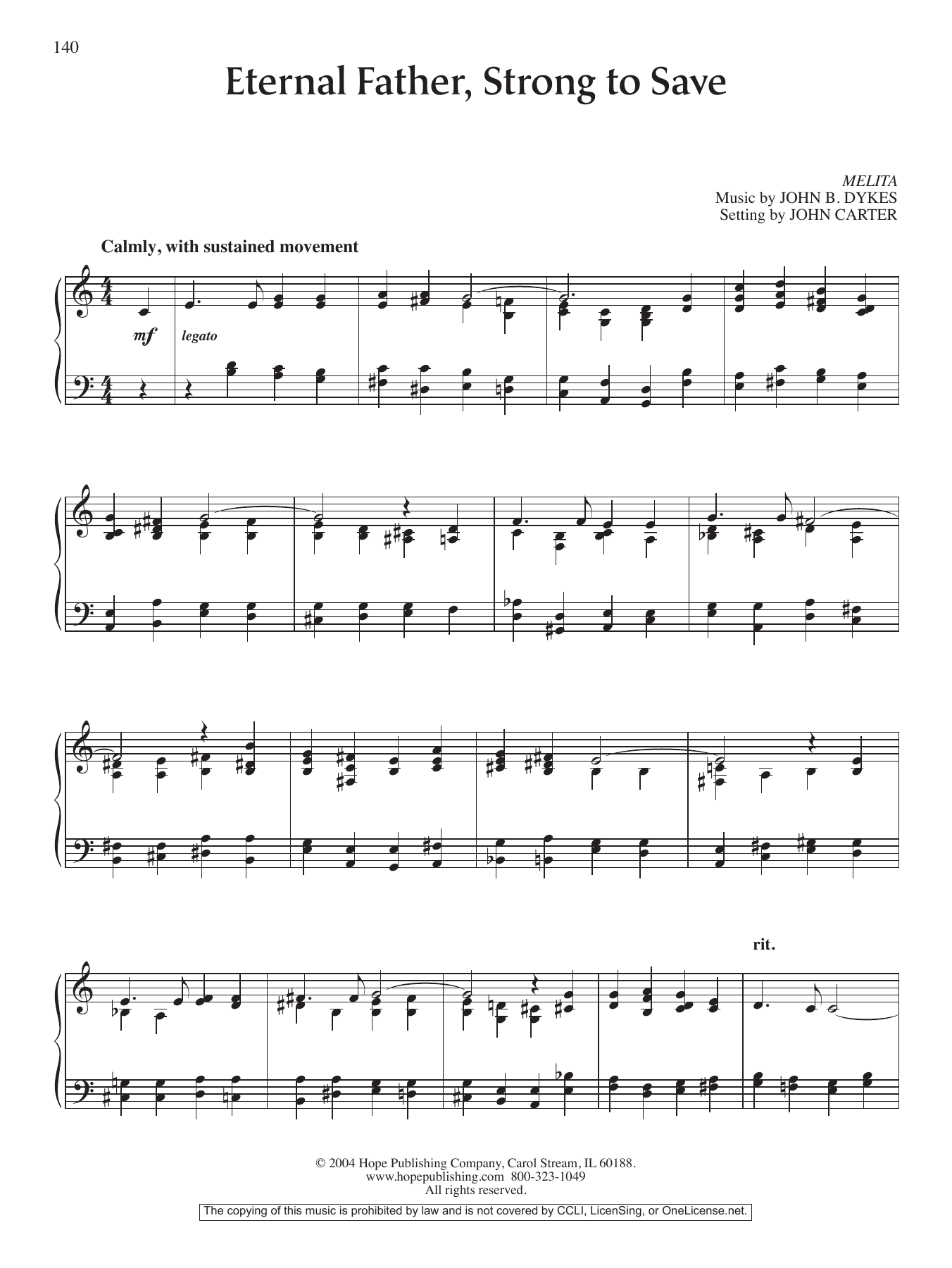 Download John Carter Eternal Father, Strong to Save Sheet Music and learn how to play Piano Solo PDF digital score in minutes