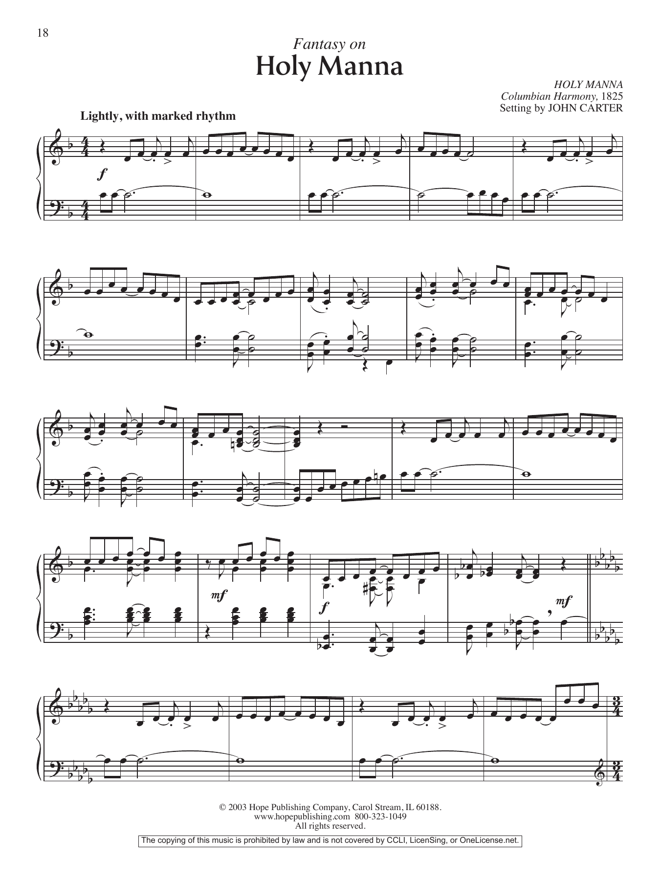 Download John Carter Fantasy on Holy Manna Sheet Music and learn how to play Piano Solo PDF digital score in minutes