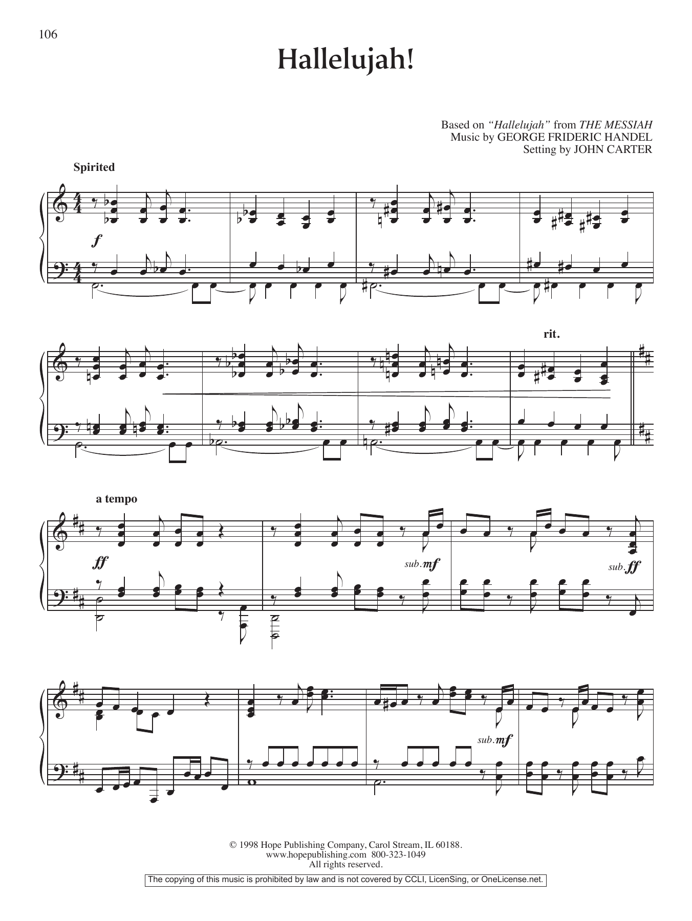 Download John Carter Hallelujah! Sheet Music and learn how to play Piano Solo PDF digital score in minutes