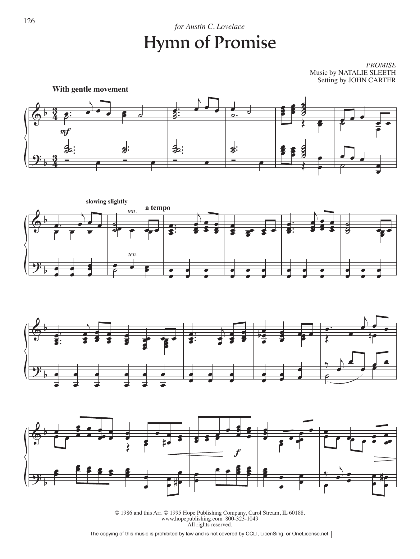 Download John Carter Hymn of Promise Sheet Music and learn how to play Piano Solo PDF digital score in minutes