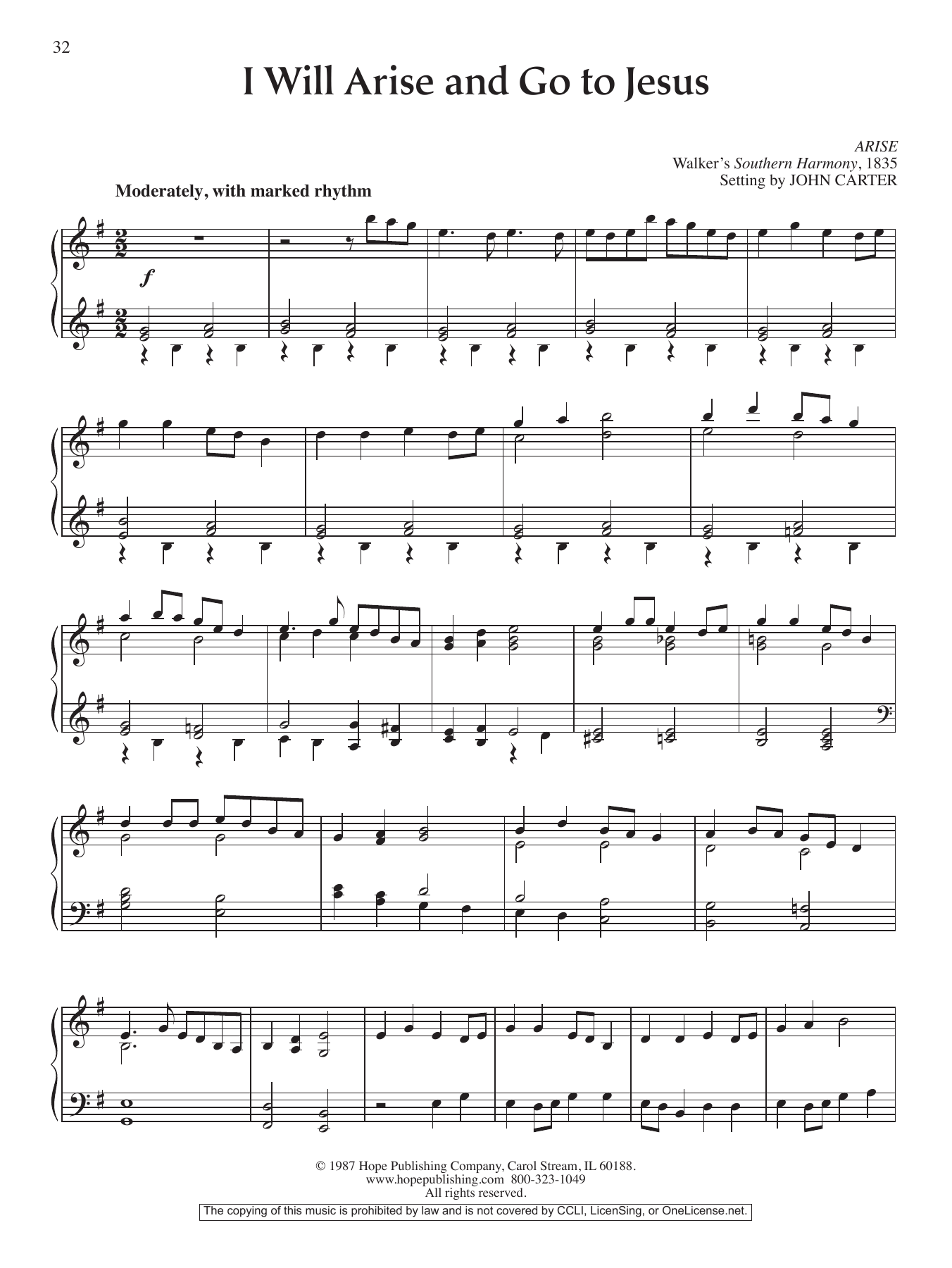 Download John Carter I Will Arise and Go to Jesus Sheet Music and learn how to play Piano Solo PDF digital score in minutes