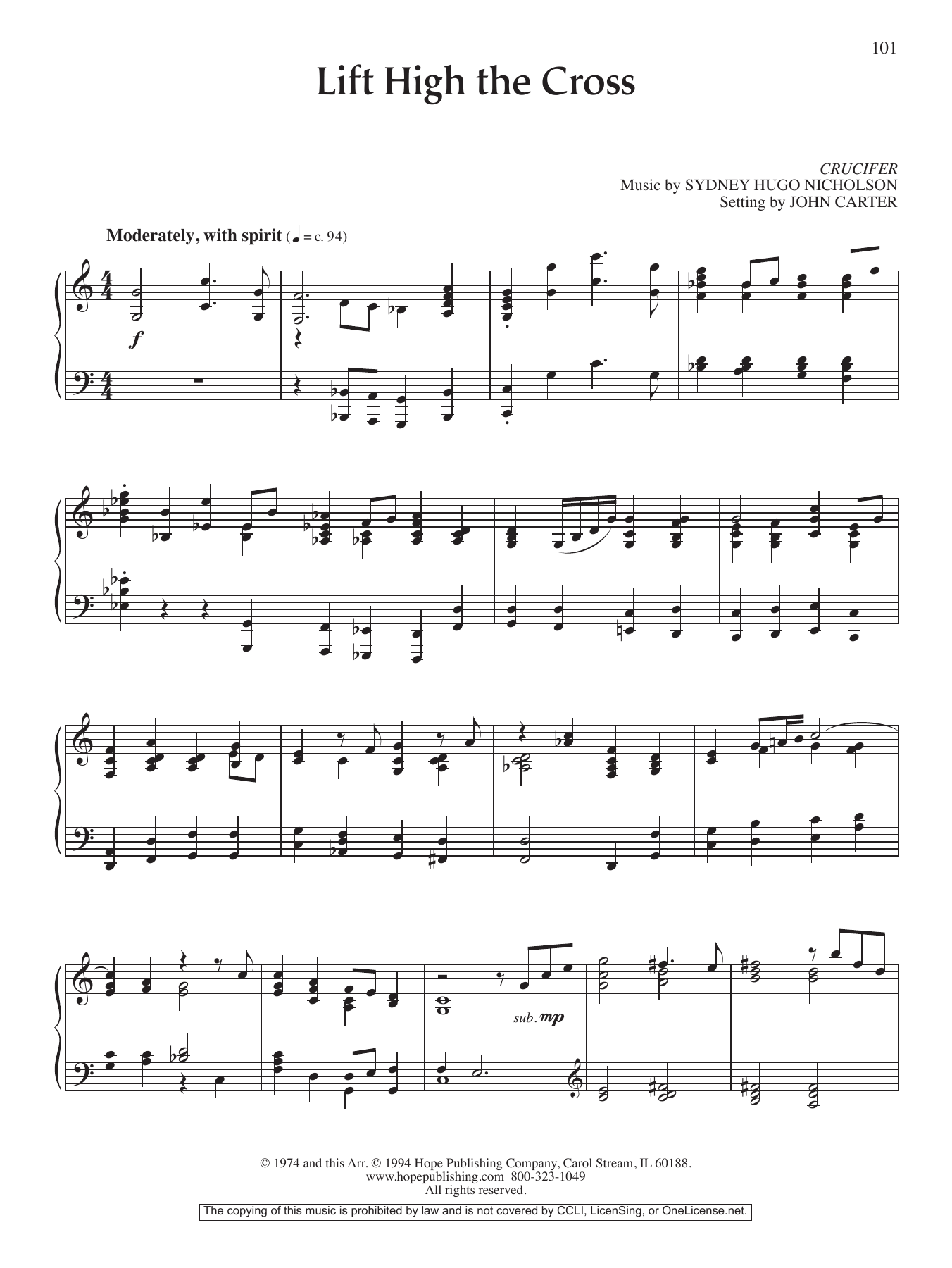 Download John Carter Lift High the Cross Sheet Music and learn how to play Piano Solo PDF digital score in minutes