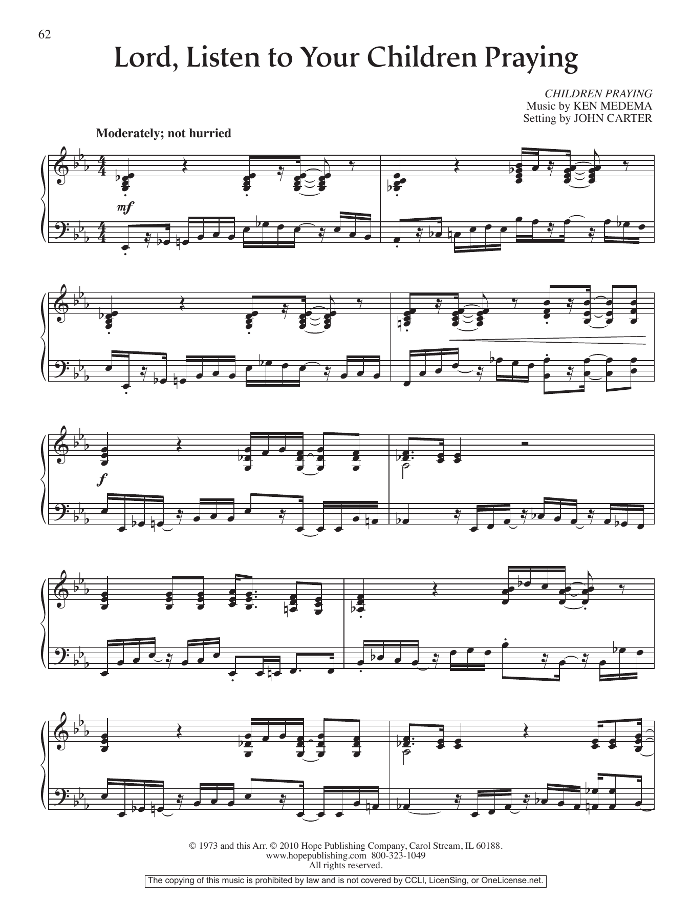 Download John Carter Lord, Listen to Your Children Praying Sheet Music and learn how to play Piano Solo PDF digital score in minutes