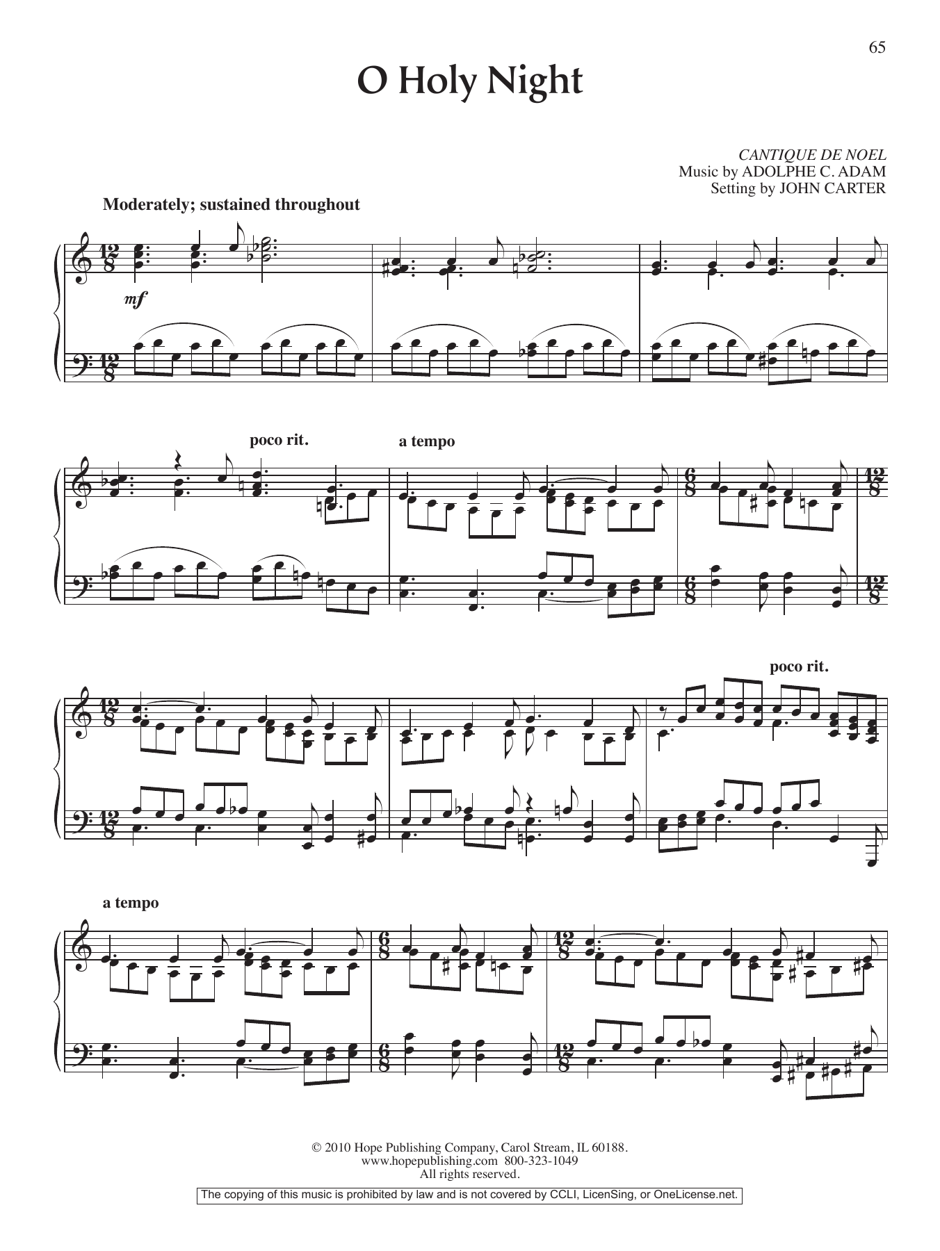Download John Carter O Holy Night Sheet Music and learn how to play Piano Solo PDF digital score in minutes