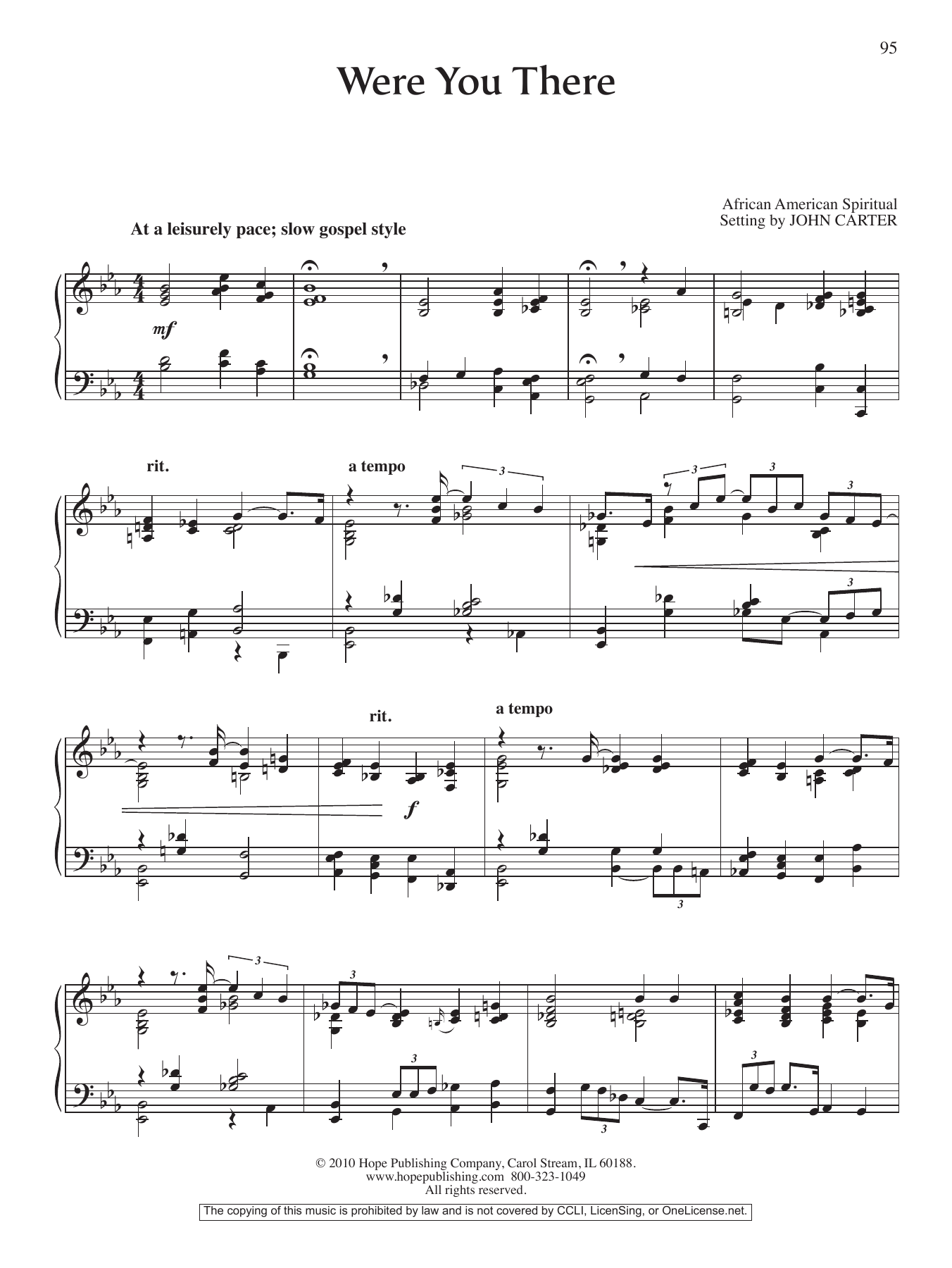 Download John Carter Were You There Sheet Music and learn how to play Piano Solo PDF digital score in minutes