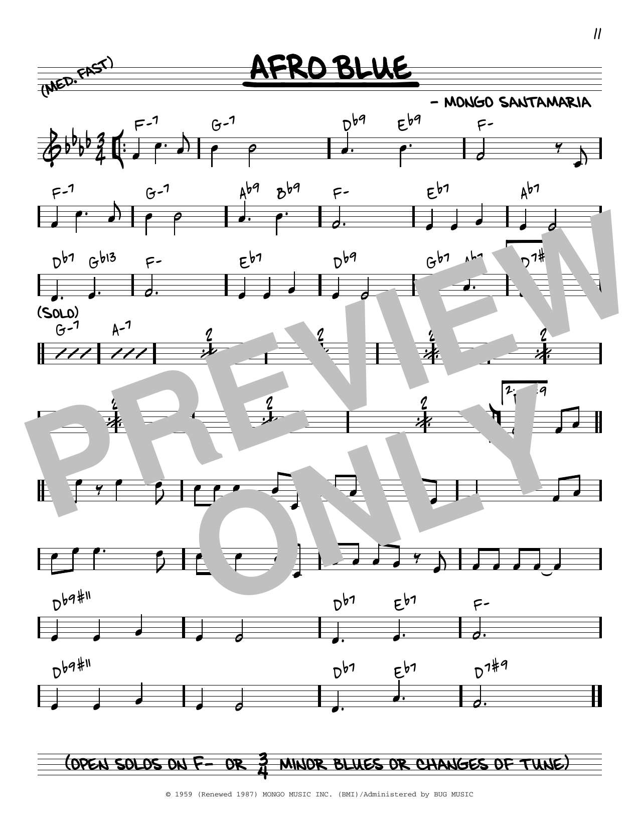Download John Coltrane Afro Blue [Reharmonized version] (arr. Jack Grassel) Sheet Music and learn how to play Real Book – Melody & Chords PDF digital score in minutes