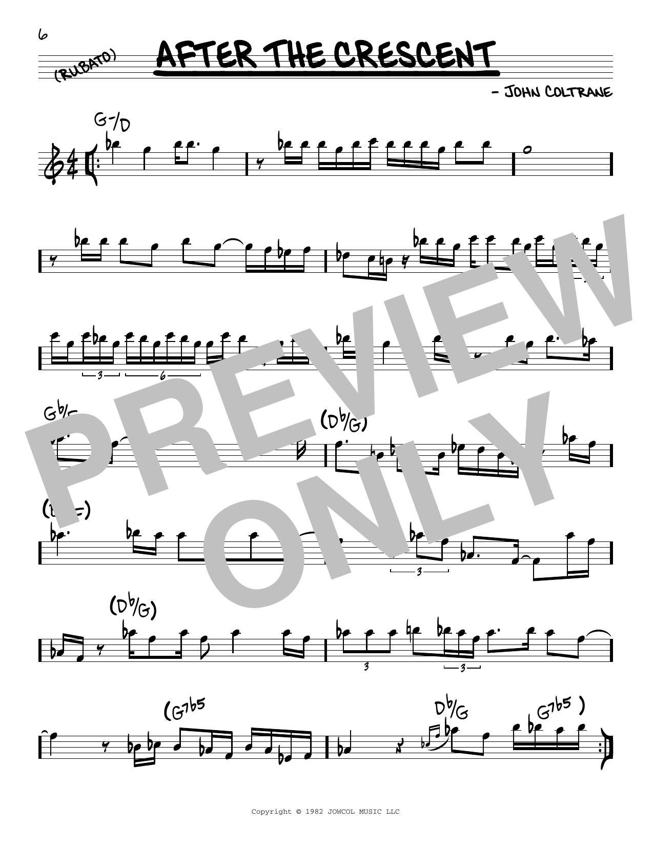 Download John Coltrane After The Crescent Sheet Music and learn how to play Real Book – Melody & Chords PDF digital score in minutes