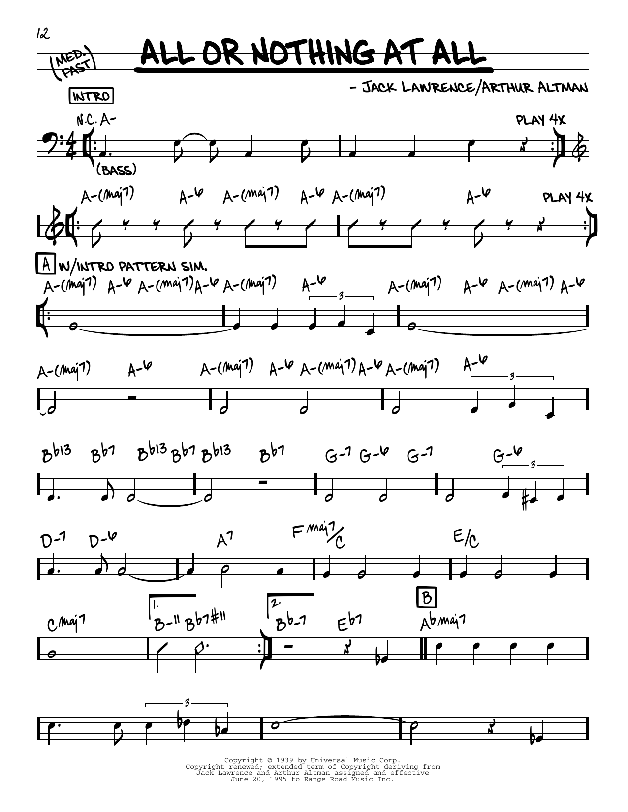 Download John Coltrane All Or Nothing At All Sheet Music and learn how to play Real Book – Melody & Chords PDF digital score in minutes