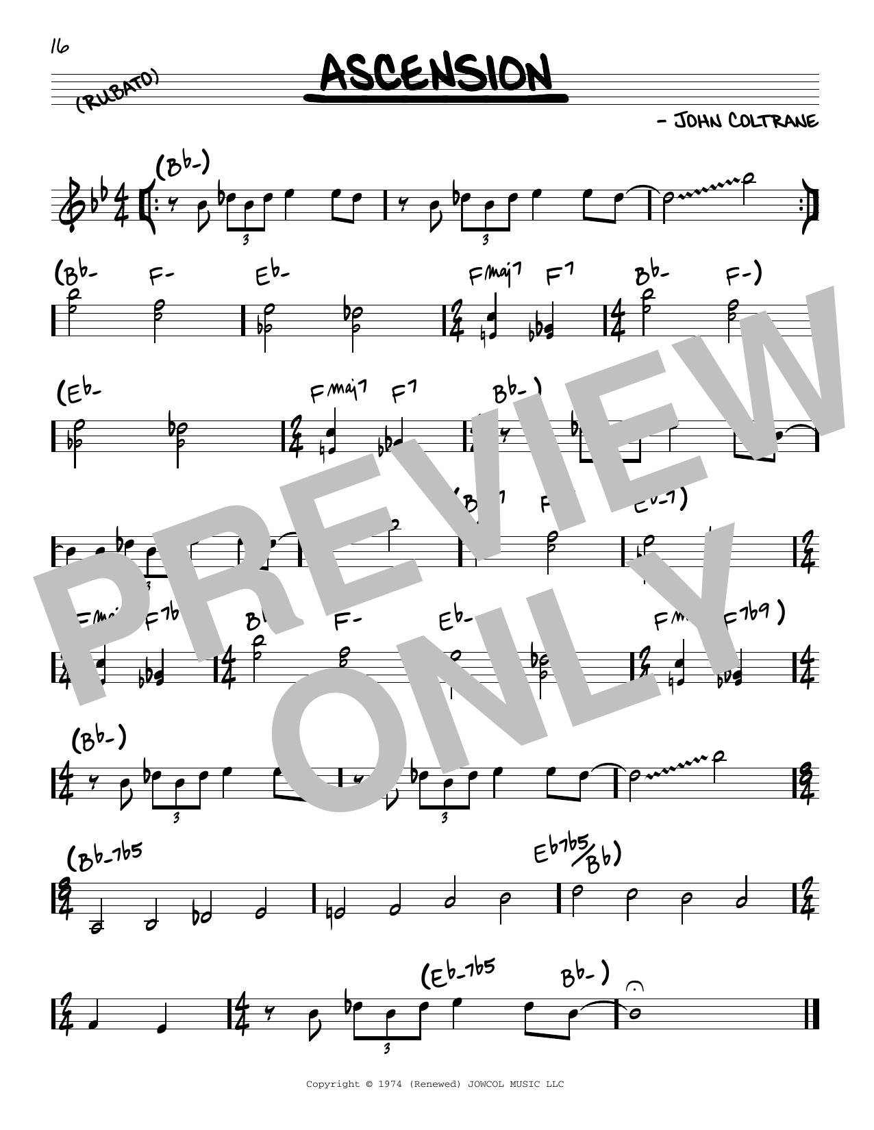 Download John Coltrane Ascension Sheet Music and learn how to play Real Book – Melody & Chords PDF digital score in minutes