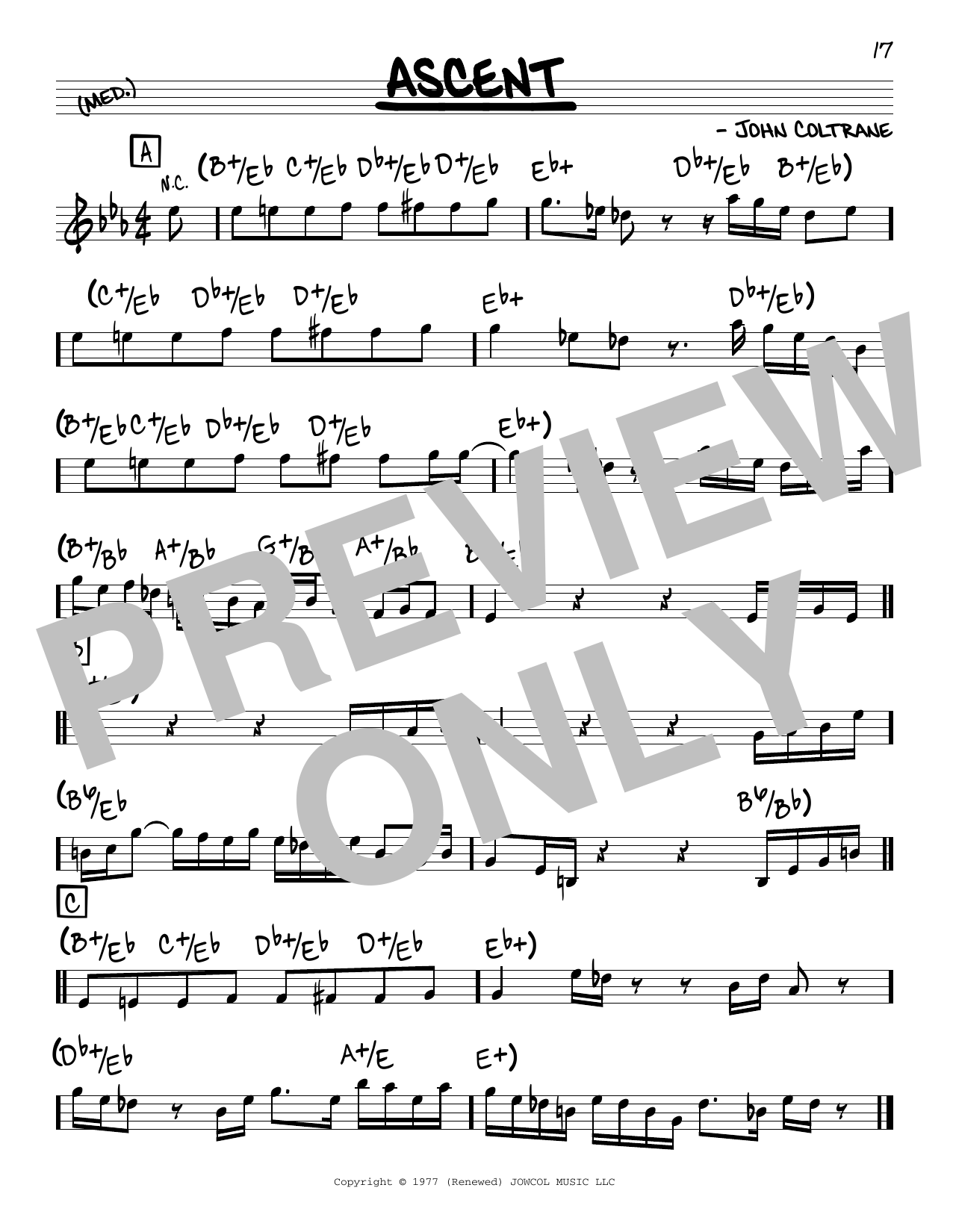Download John Coltrane Ascent Sheet Music and learn how to play Real Book – Melody & Chords PDF digital score in minutes