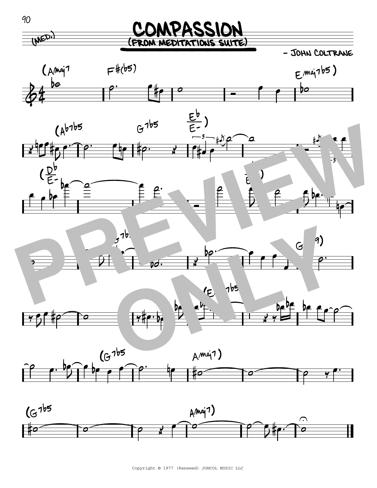 Download John Coltrane Compassion Sheet Music and learn how to play Real Book – Melody & Chords PDF digital score in minutes