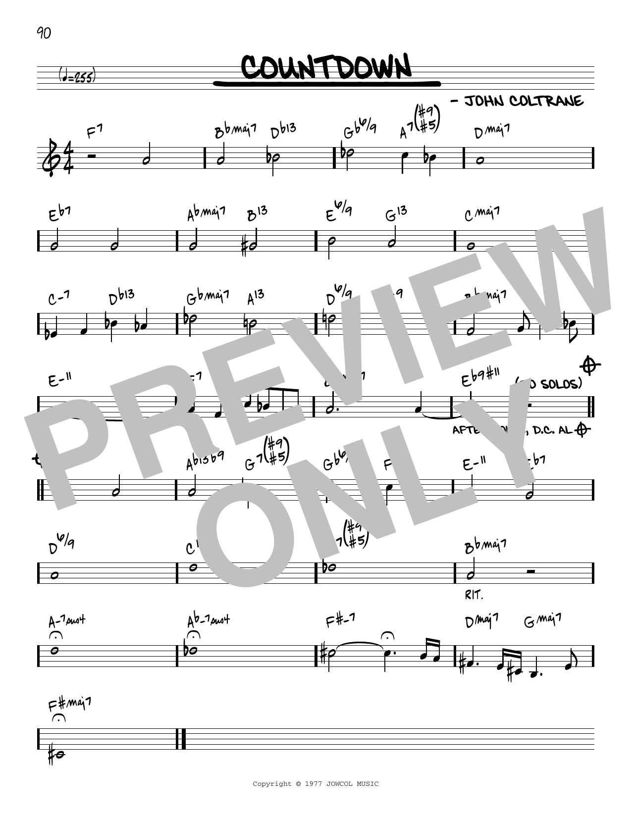 Download John Coltrane Countdown [Reharmonized version] (arr. Jack Grassel) Sheet Music and learn how to play Real Book – Melody & Chords PDF digital score in minutes