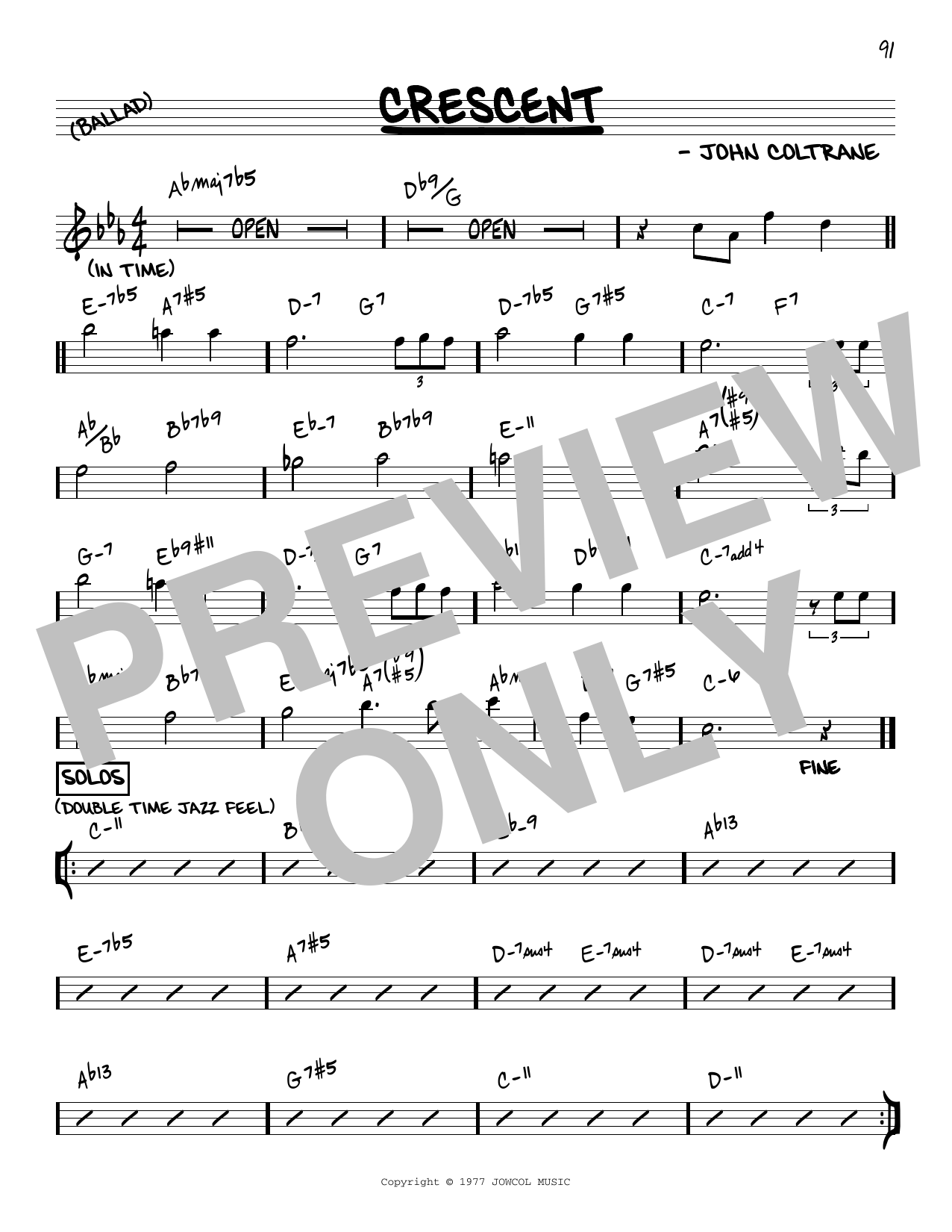 Download John Coltrane Crescent [Reharmonized version] (arr. Jack Grassel) Sheet Music and learn how to play Real Book – Melody & Chords PDF digital score in minutes