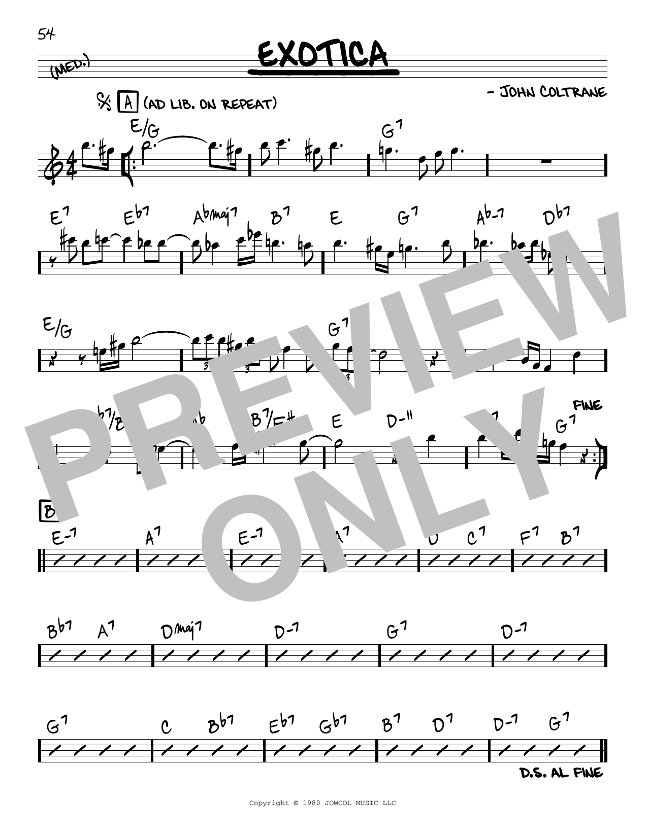 Download John Coltrane Exotica Sheet Music and learn how to play Real Book – Melody & Chords PDF digital score in minutes