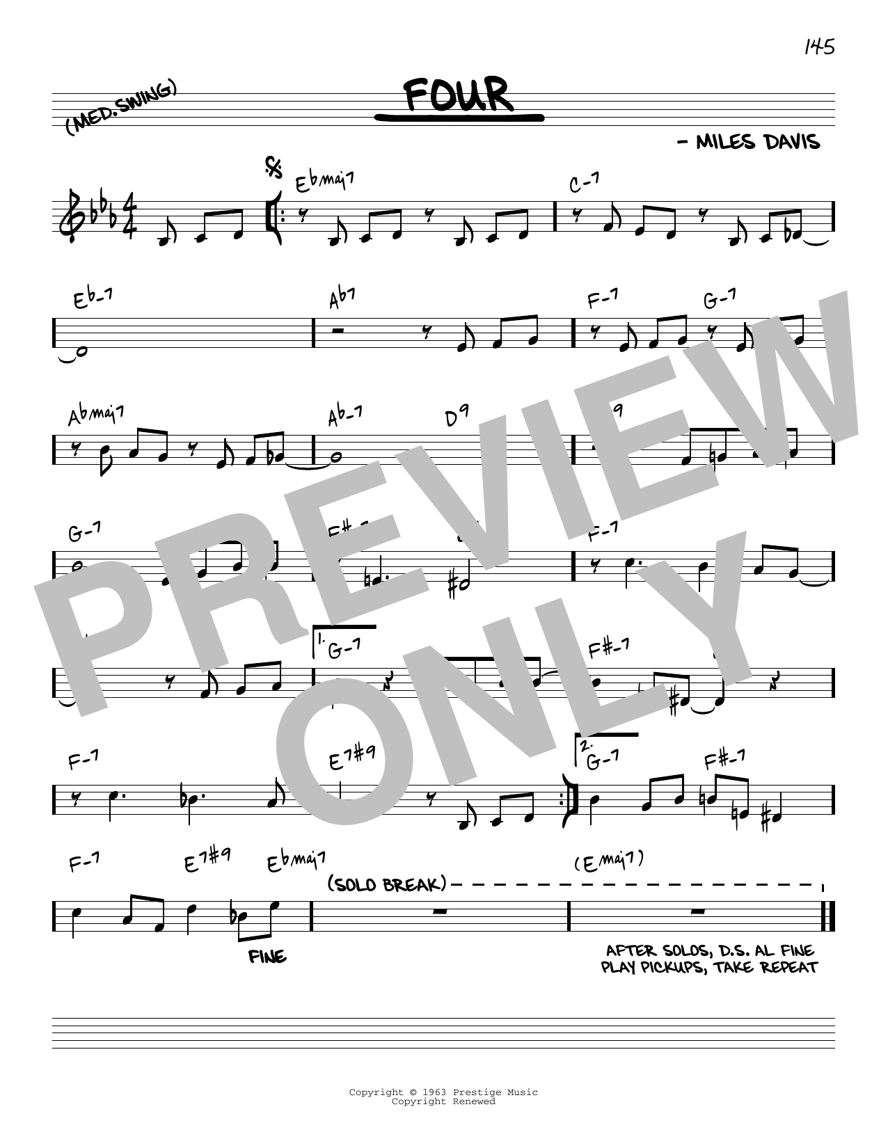 Download John Coltrane Four [Reharmonized version] (arr. Jack Grassel) Sheet Music and learn how to play Real Book – Melody & Chords PDF digital score in minutes