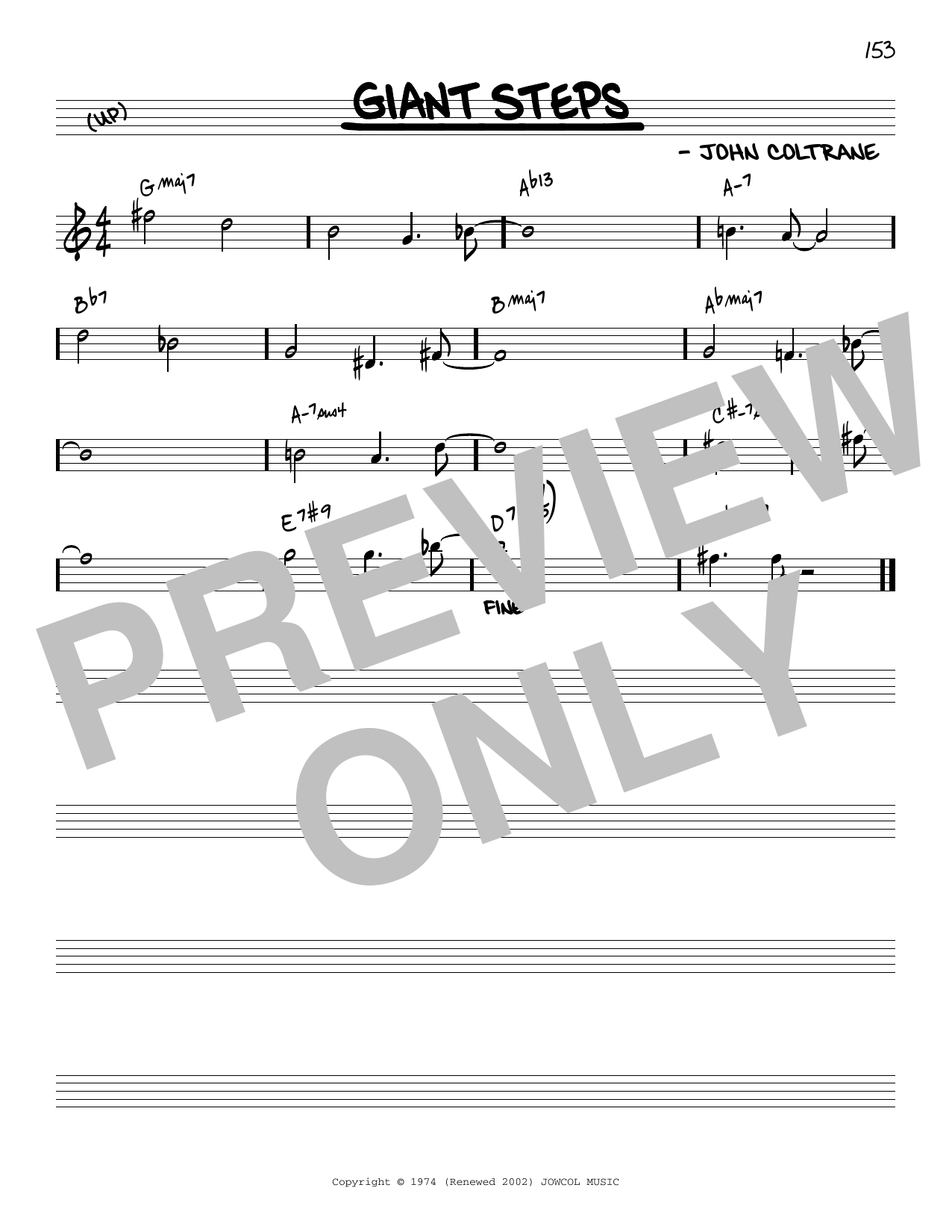 Download John Coltrane Giant Steps [Reharmonized version] (arr. Jack Grassel) Sheet Music and learn how to play Real Book – Melody & Chords PDF digital score in minutes