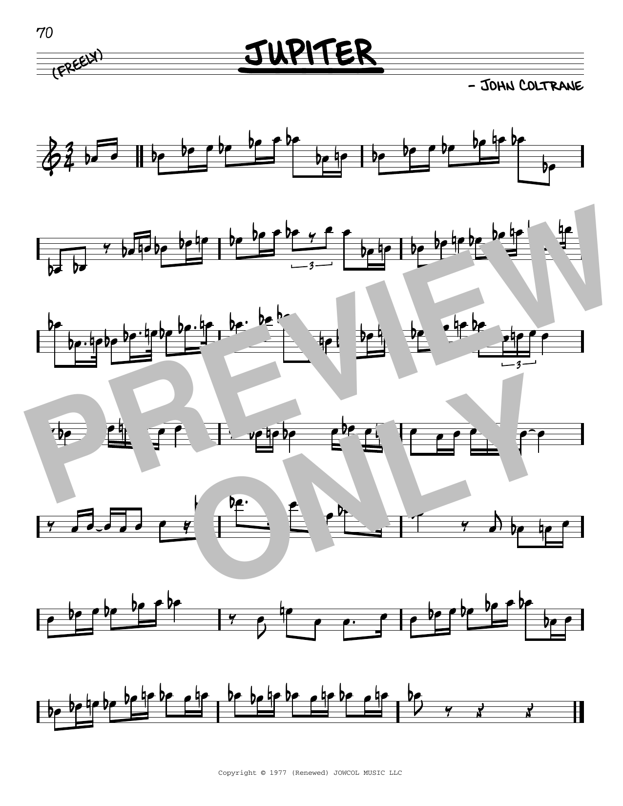 Download John Coltrane Jupiter Sheet Music and learn how to play Real Book – Melody & Chords PDF digital score in minutes