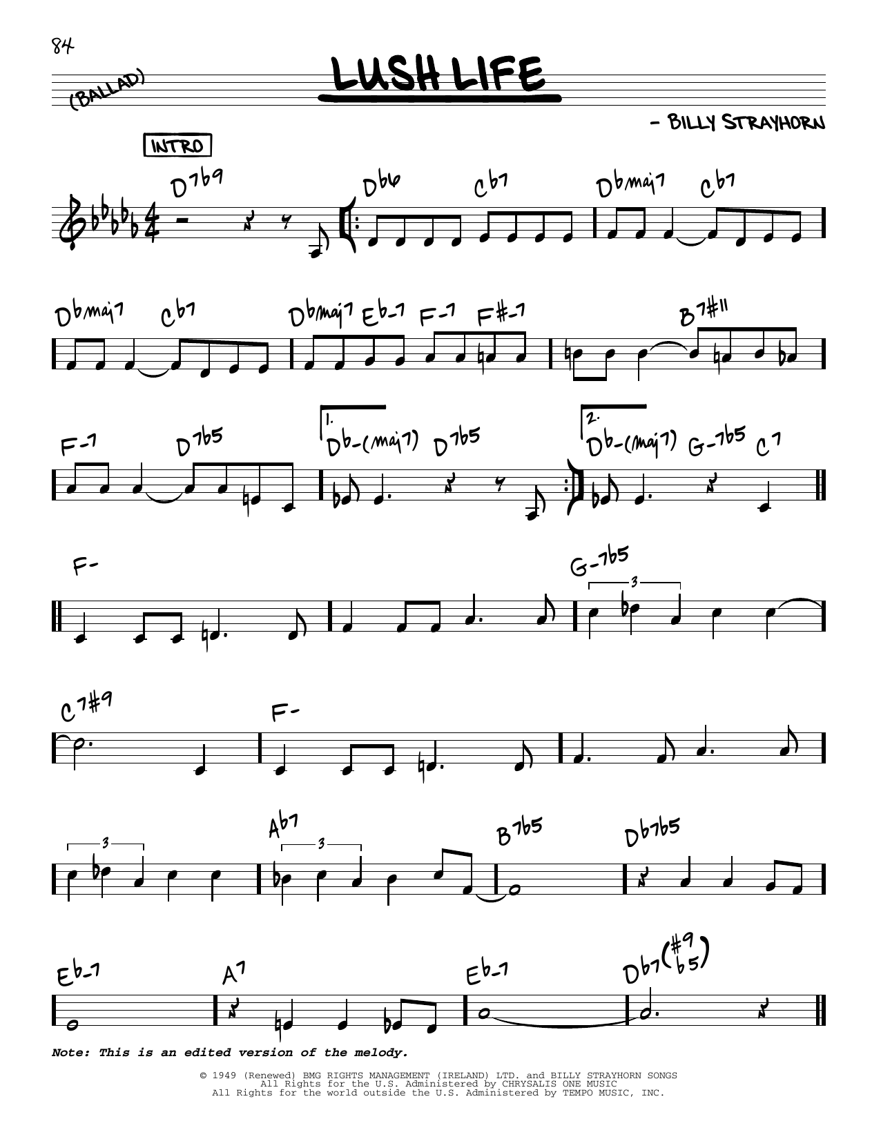 Download John Coltrane Lush Life Sheet Music and learn how to play Real Book – Melody & Chords PDF digital score in minutes