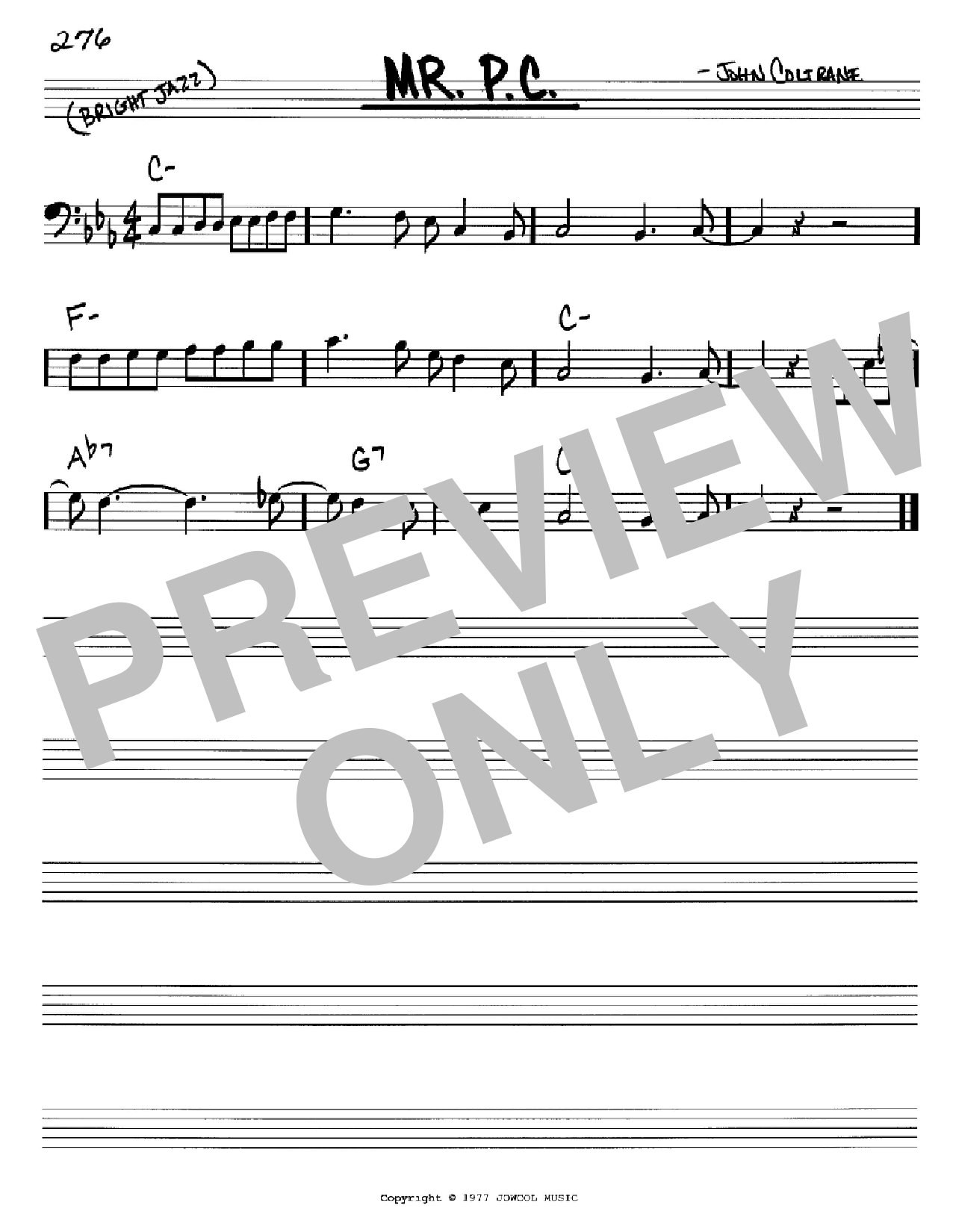 Download John Coltrane Mr. P.C. Sheet Music and learn how to play Real Book – Melody & Chords – C Instruments PDF digital score in minutes