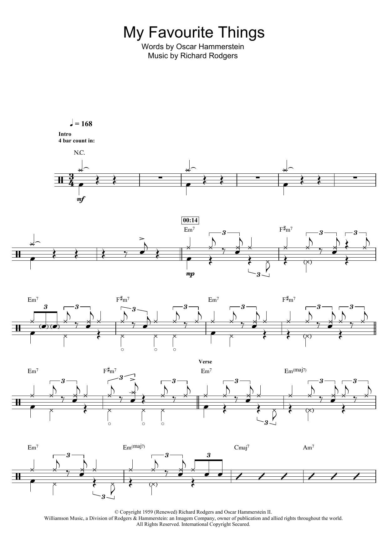 Download John Coltrane My Favorite Things (from The Sound Of Music) Sheet Music and learn how to play Drums PDF digital score in minutes