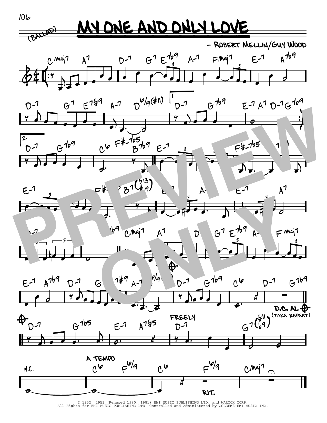 Download John Coltrane My One And Only Love Sheet Music and learn how to play Real Book – Melody & Chords PDF digital score in minutes