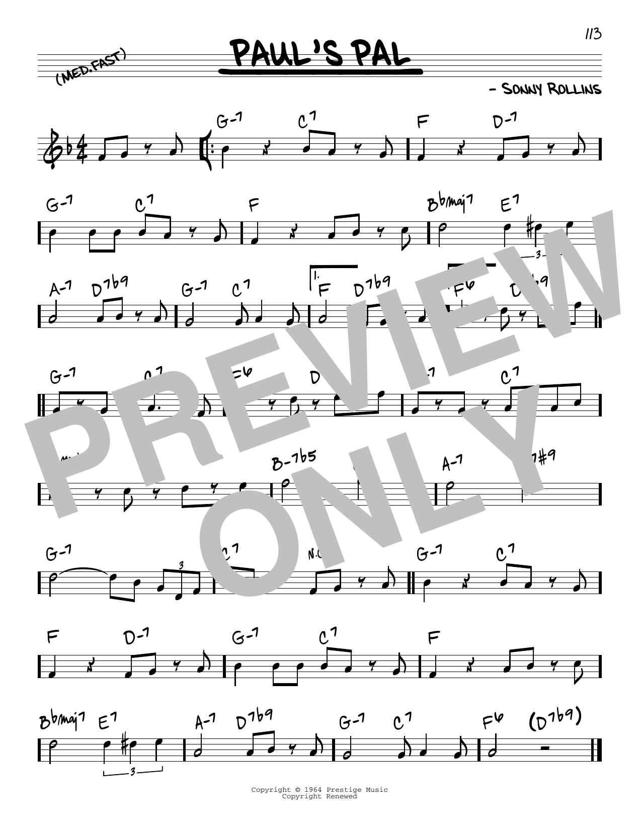 Download John Coltrane Paul's Pal Sheet Music and learn how to play Real Book – Melody & Chords PDF digital score in minutes
