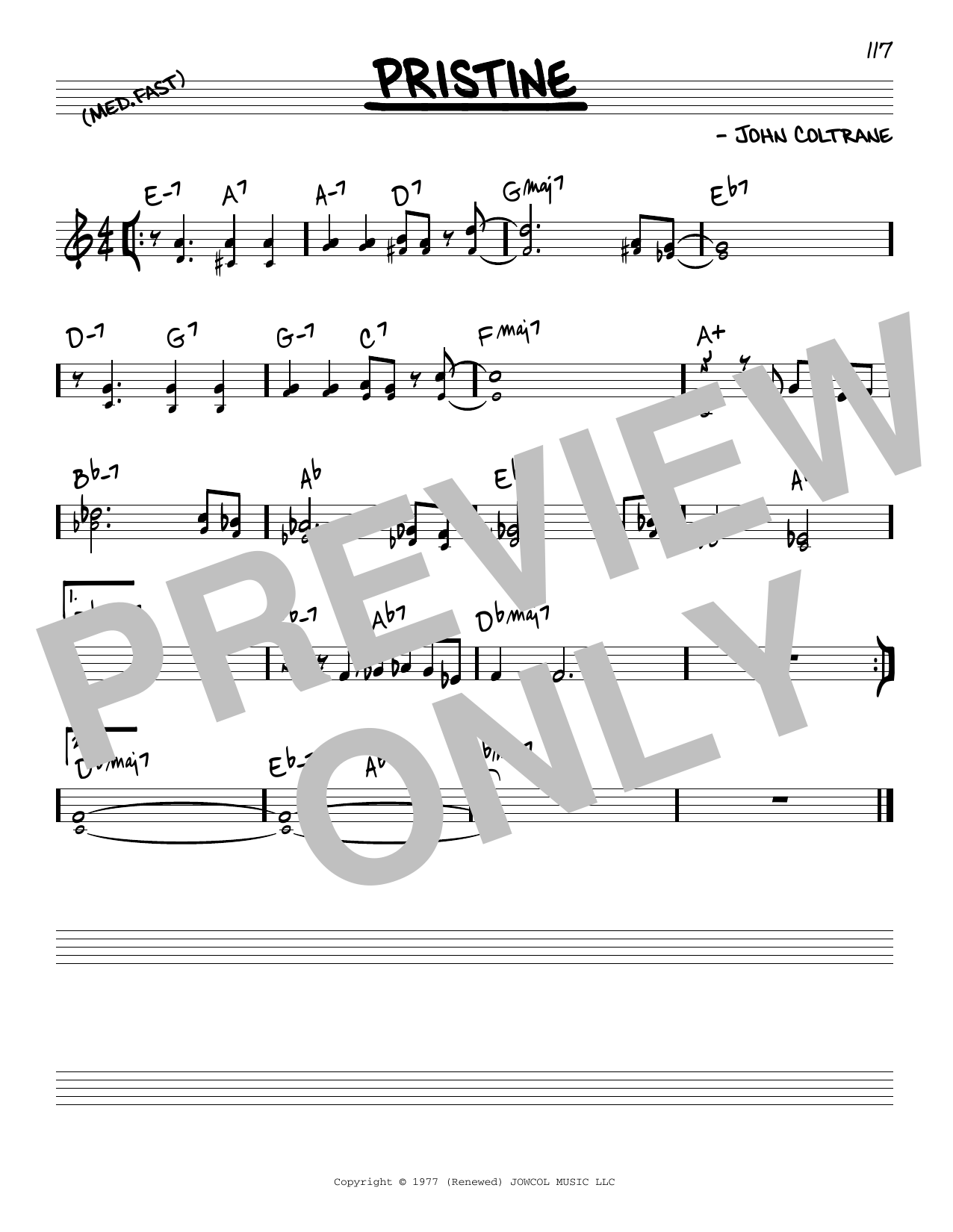 Download John Coltrane Pristine Sheet Music and learn how to play Real Book – Melody & Chords PDF digital score in minutes