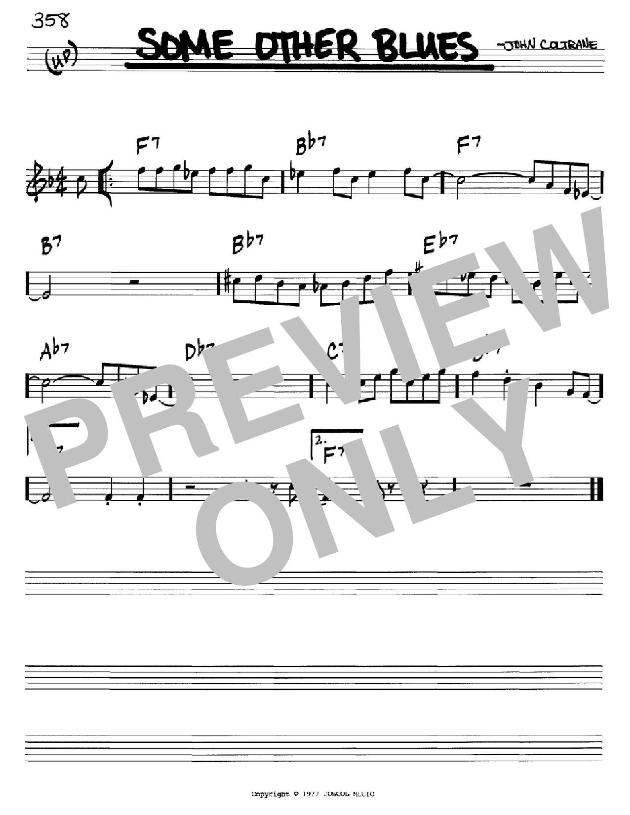 Download John Coltrane Some Other Blues Sheet Music and learn how to play Real Book – Melody & Chords – C Instruments PDF digital score in minutes