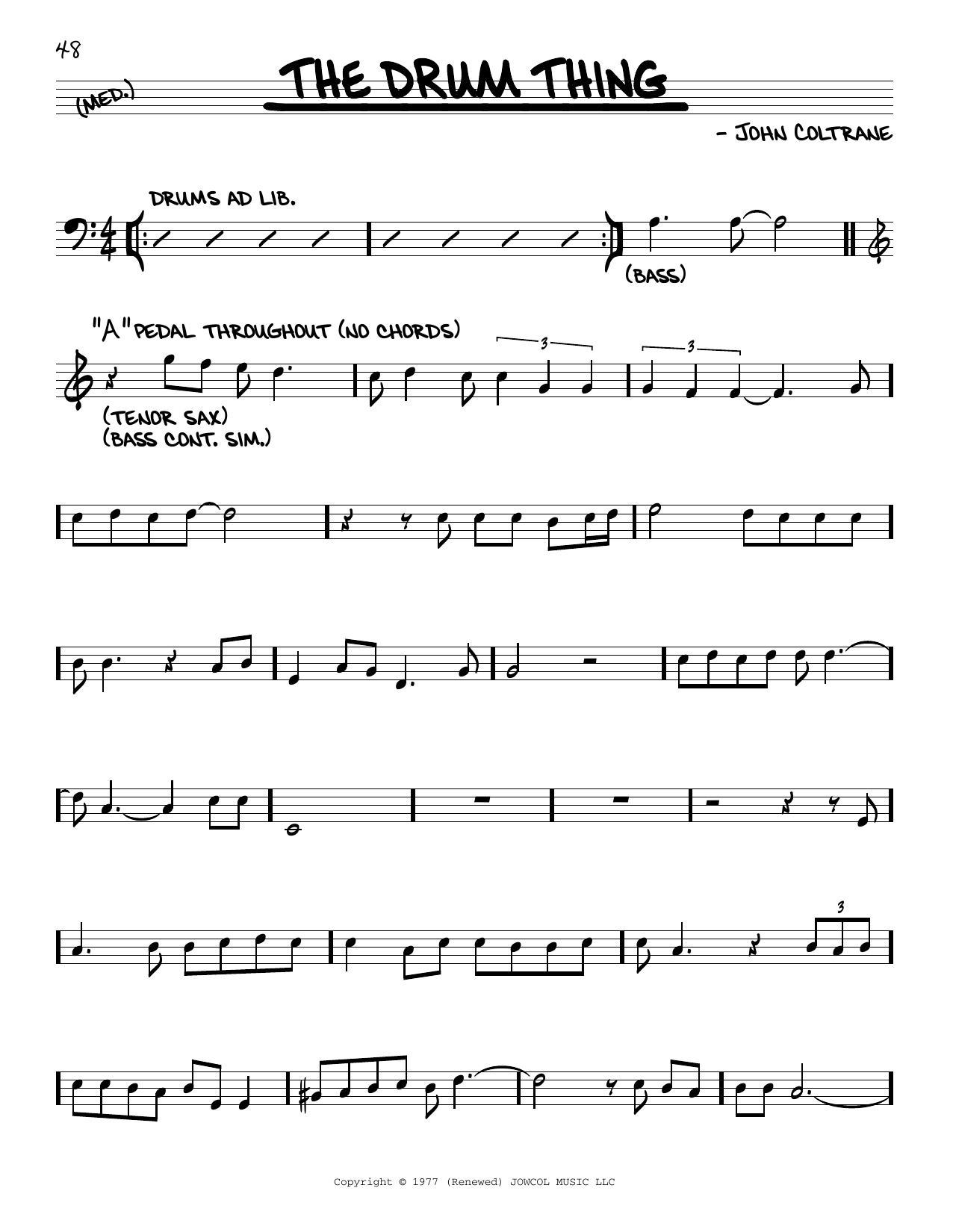 Download John Coltrane The Drum Thing Sheet Music and learn how to play Real Book – Melody & Chords PDF digital score in minutes