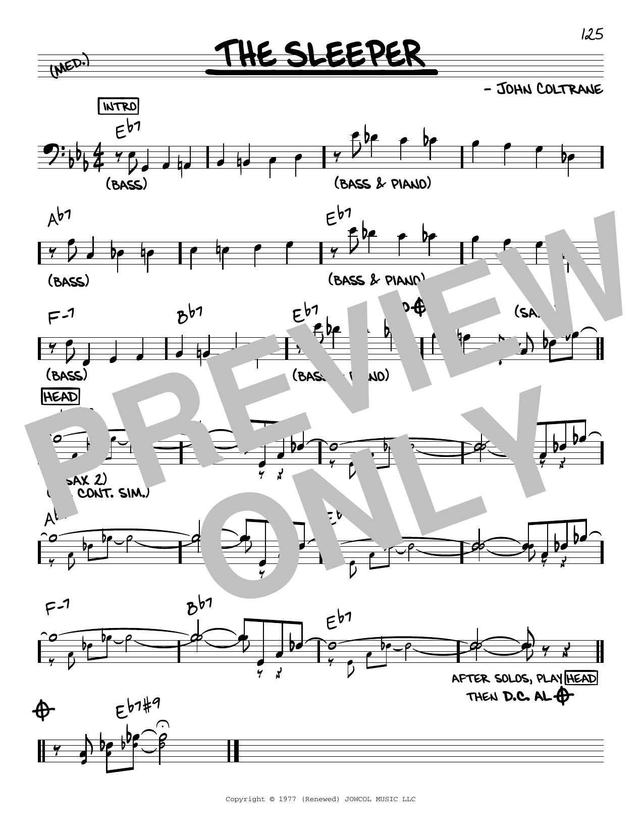 Download John Coltrane The Sleeper Sheet Music and learn how to play Real Book – Melody & Chords PDF digital score in minutes