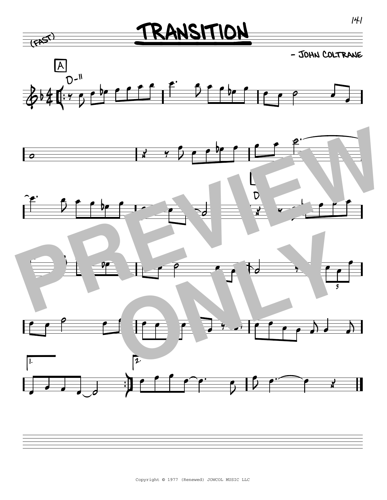 Download John Coltrane Transition Sheet Music and learn how to play Real Book – Melody & Chords PDF digital score in minutes