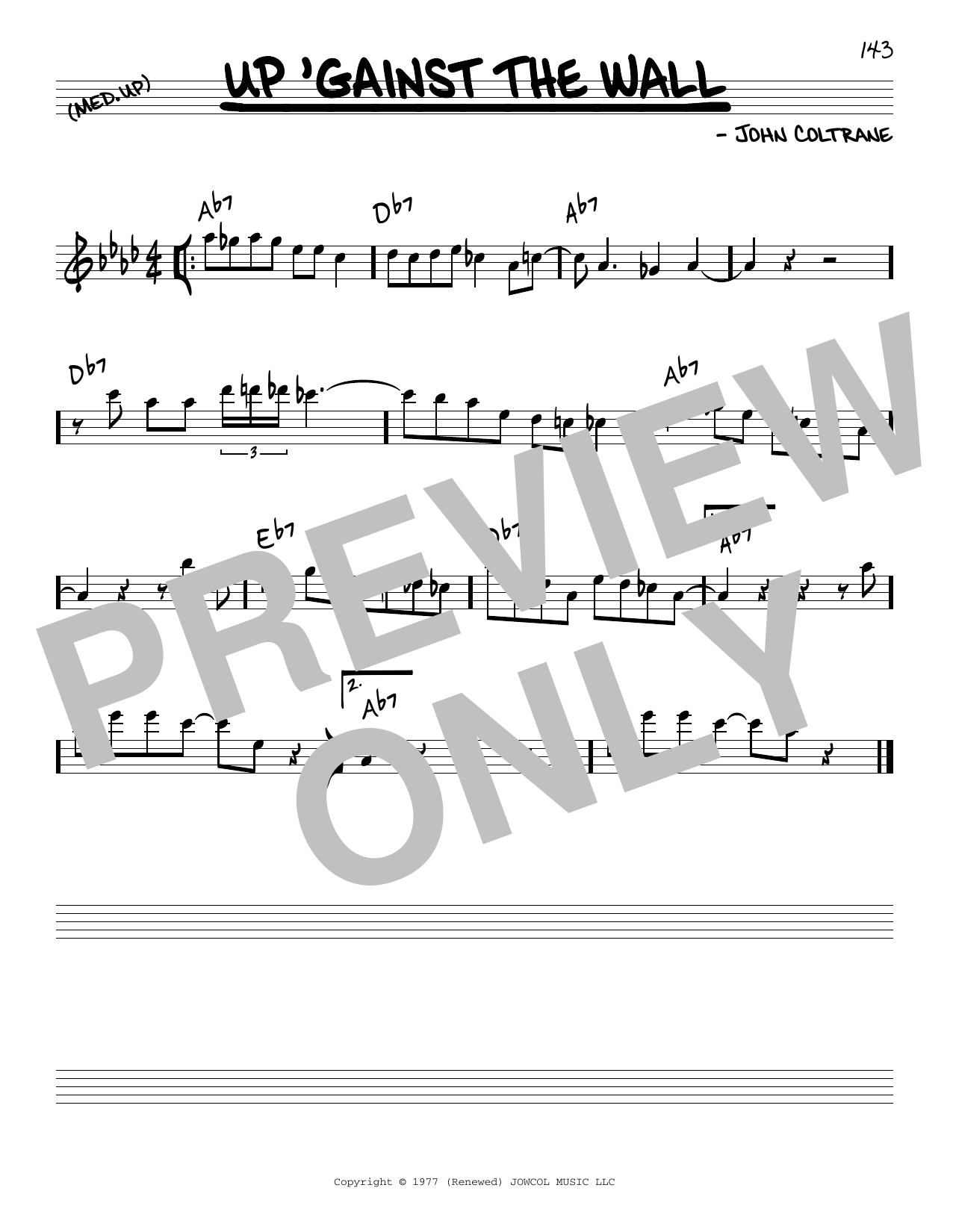 Download John Coltrane Up 'Gainst The Wall Sheet Music and learn how to play Real Book – Melody & Chords PDF digital score in minutes