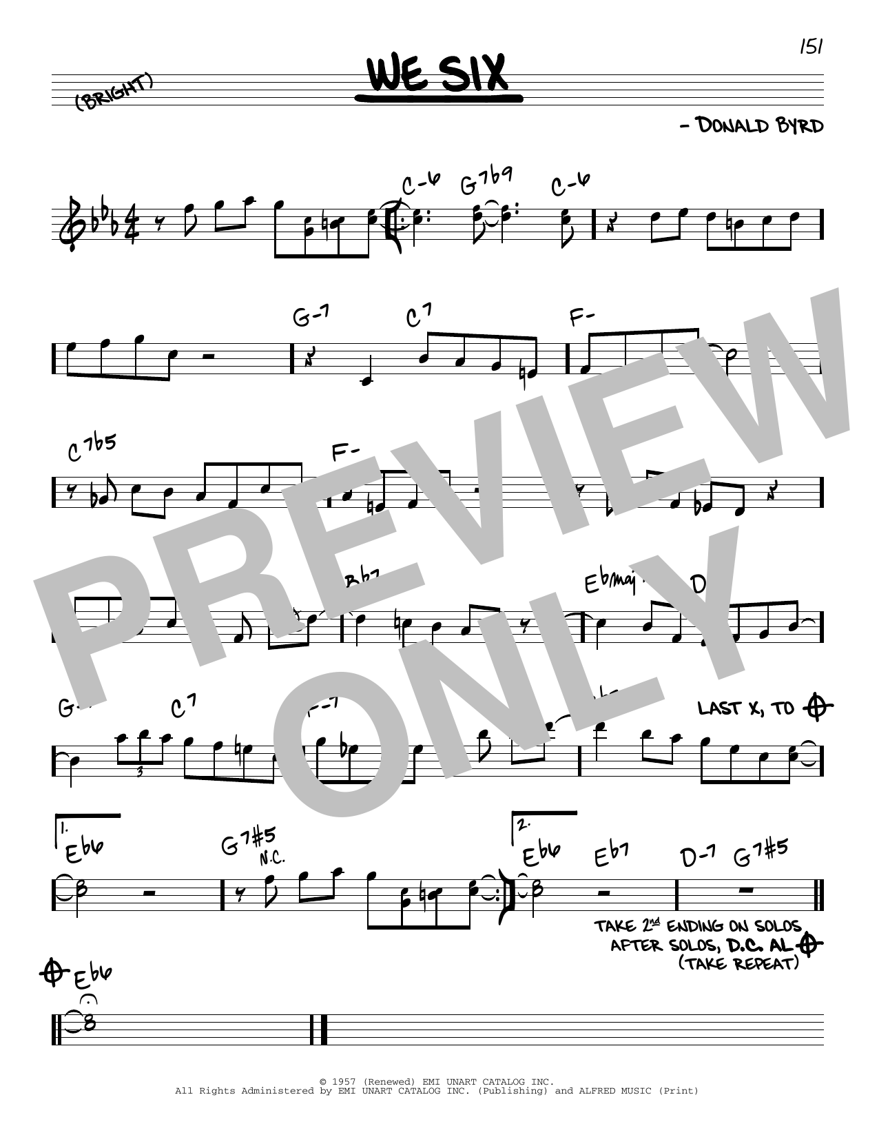 Download John Coltrane We Six Sheet Music and learn how to play Real Book – Melody & Chords PDF digital score in minutes